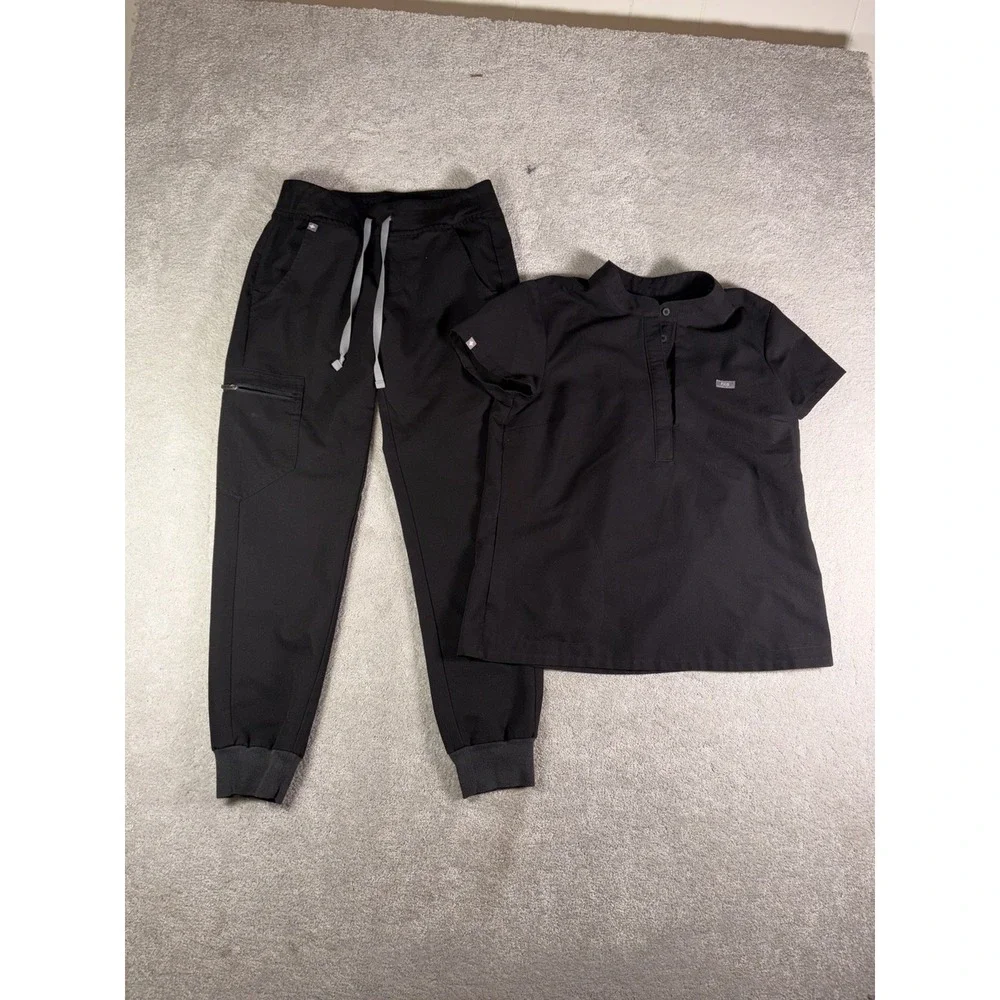 figs scrub set francisca top (s) & zamora joggers (xs/p) black